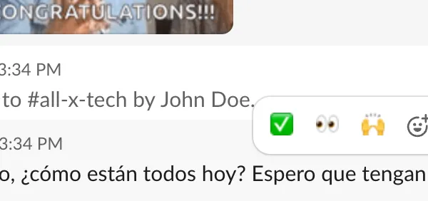 Team member typing in Spanish in Slack channel