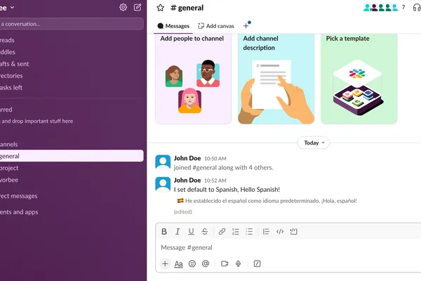 Slack interface showing privacy-first translation
